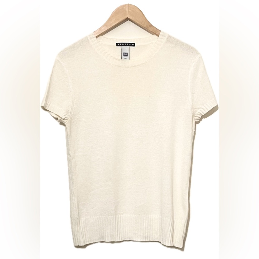 GAP Cream Cotton Blend Short-Sleeved Knit Top